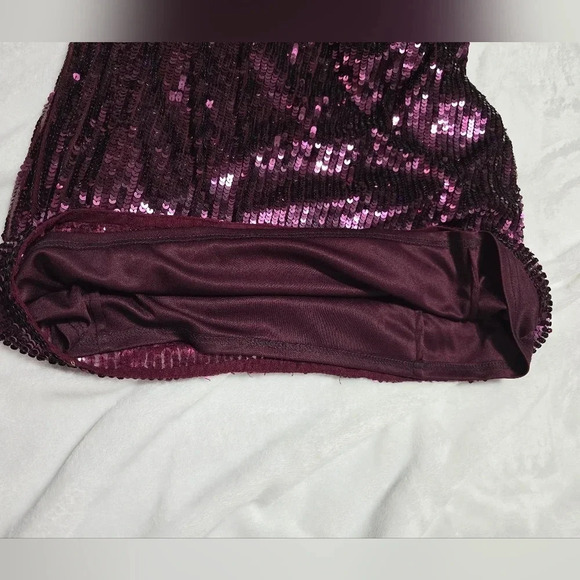 Marina Dark Purple Sequined Mini Cocktail Dress, Stretchy, Size 10, EUC! - Picture 10 of 10